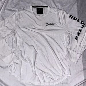 Hollister Y2K Men’s L/S Embroidered Spellout Logo Preppy Curved Hem XL Tee Shirt